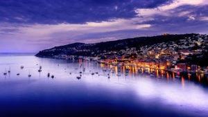 Villefranche Harbour by Night. 10-day Women's Tour May and September with All Things French