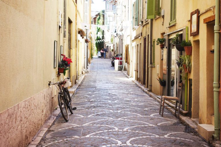 Beautiful old street in Antibes, France